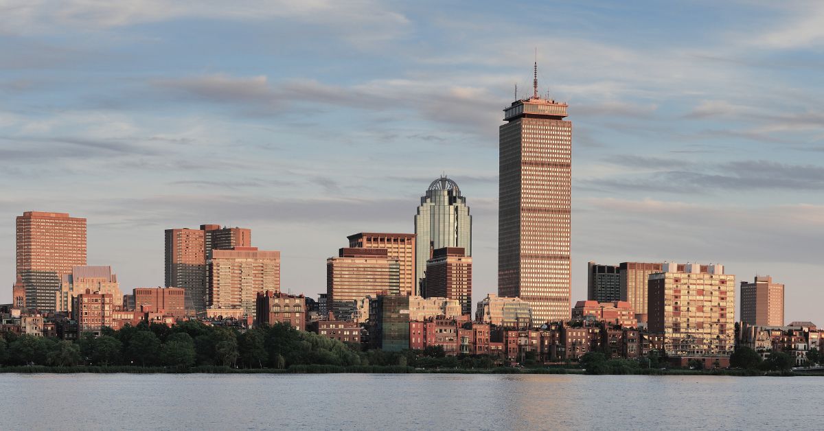 View of a US city skyline from across a river