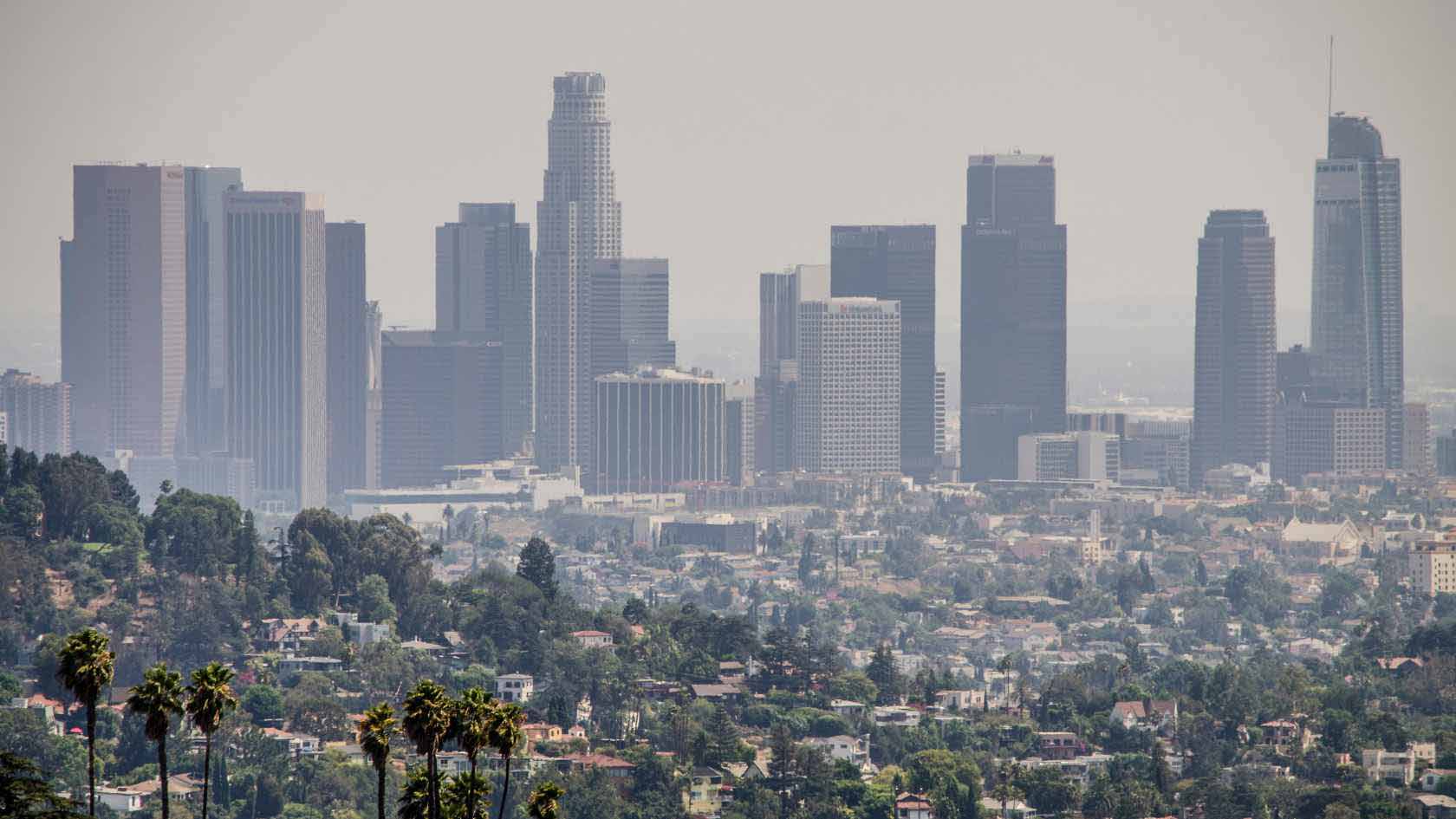 City skyline with visible smog