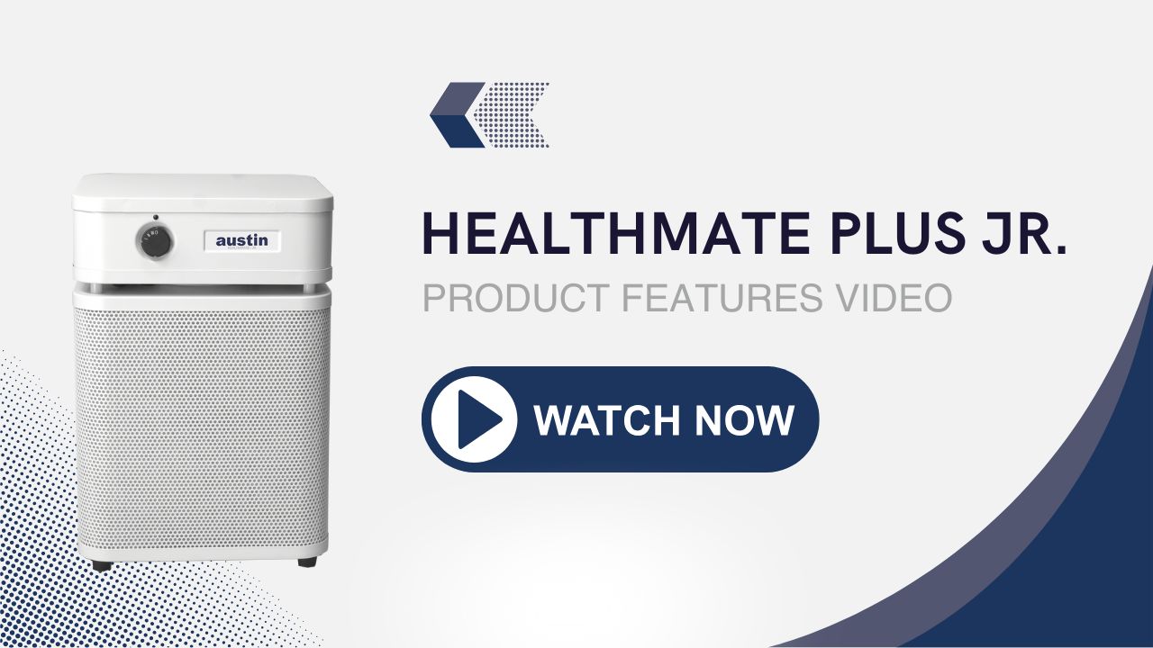 Load video: Overview of the Austin Air HealthMate Plus Junior air purifier and its key features