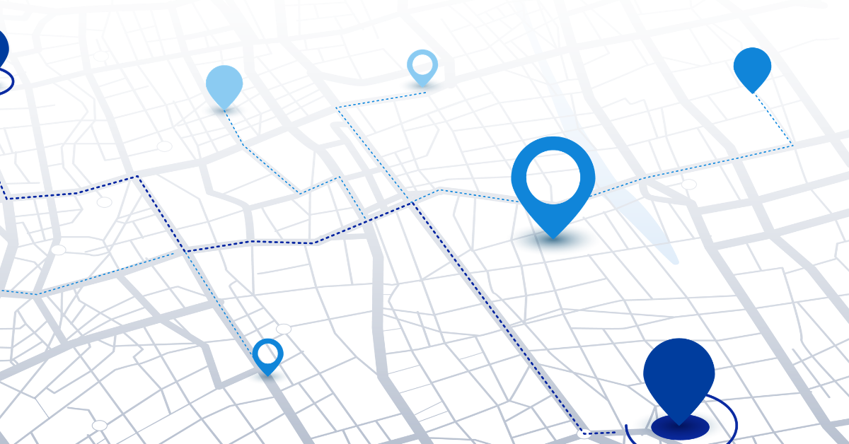 Street map with location pins