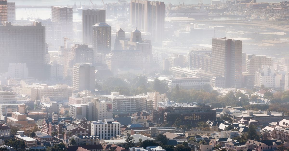 City skyline covered with smog