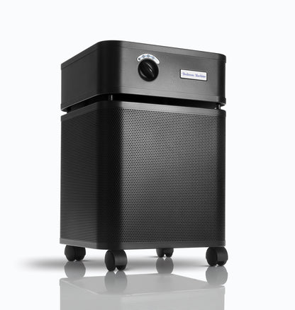 Austin Air Bedroom Machine black air purifier on a white background