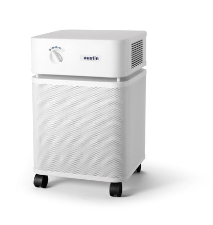 White Austin Air HealthMate Plus Air Purifier Left Angle