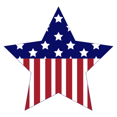 Star-shaped object with American flag design on a white background