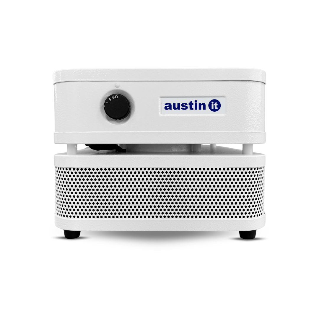 Austin "it" air purifier facing front on a white background