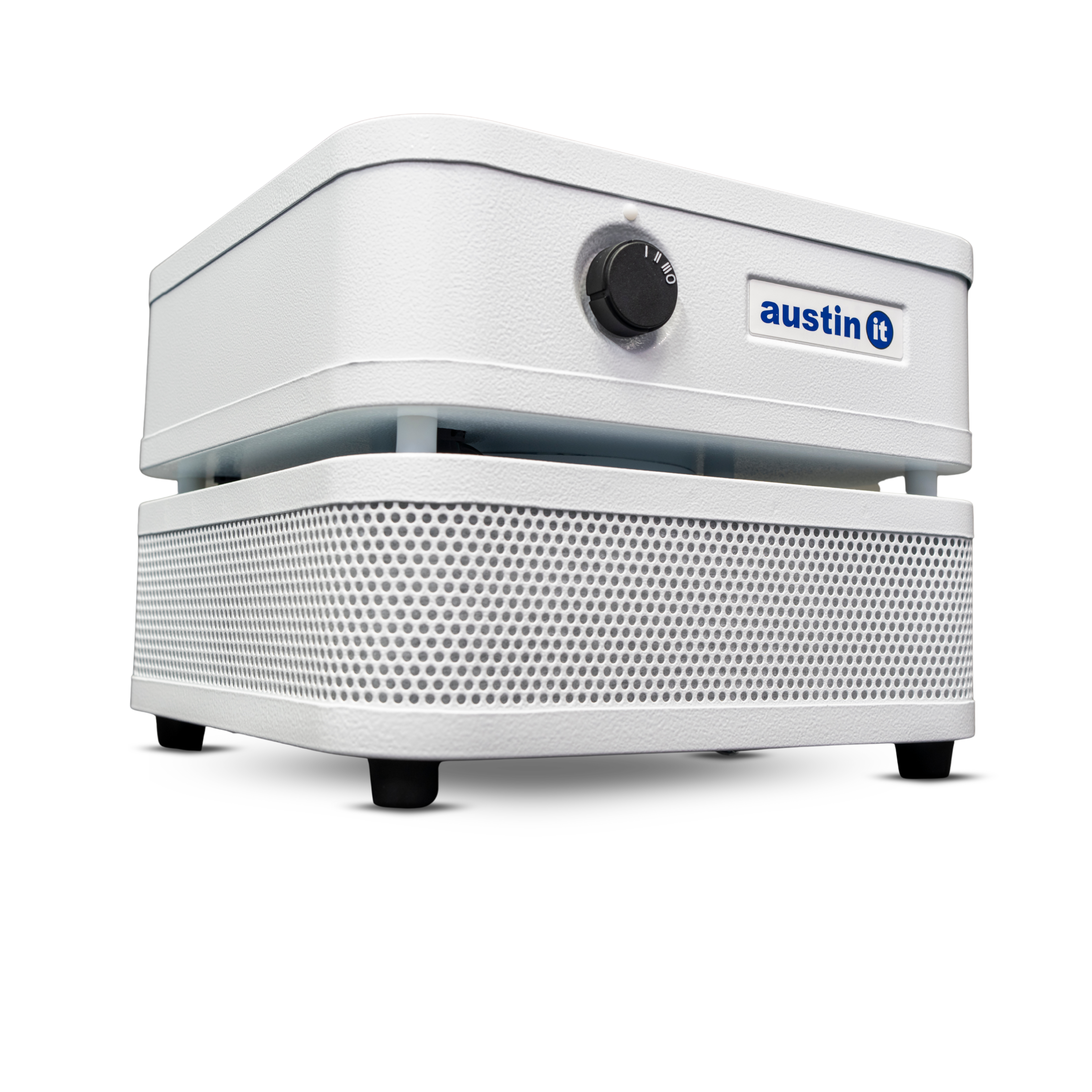 Austin "it" air purifier facing right on a white background