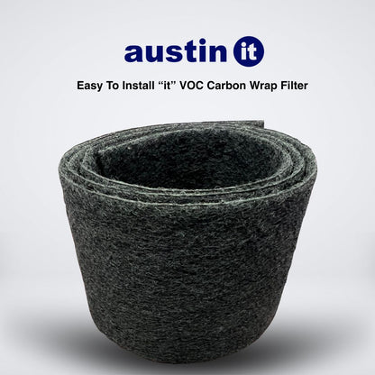 VOC carbon wrap filter with 'austin it' branding on a white background