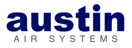 Austin Air Systems logo in navy blue with a transparent background