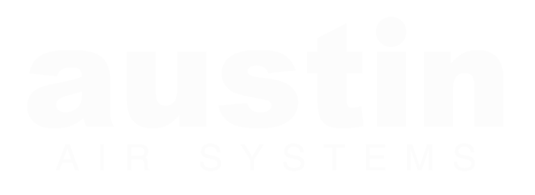 Austin Air Systems logo in white with a transparent background