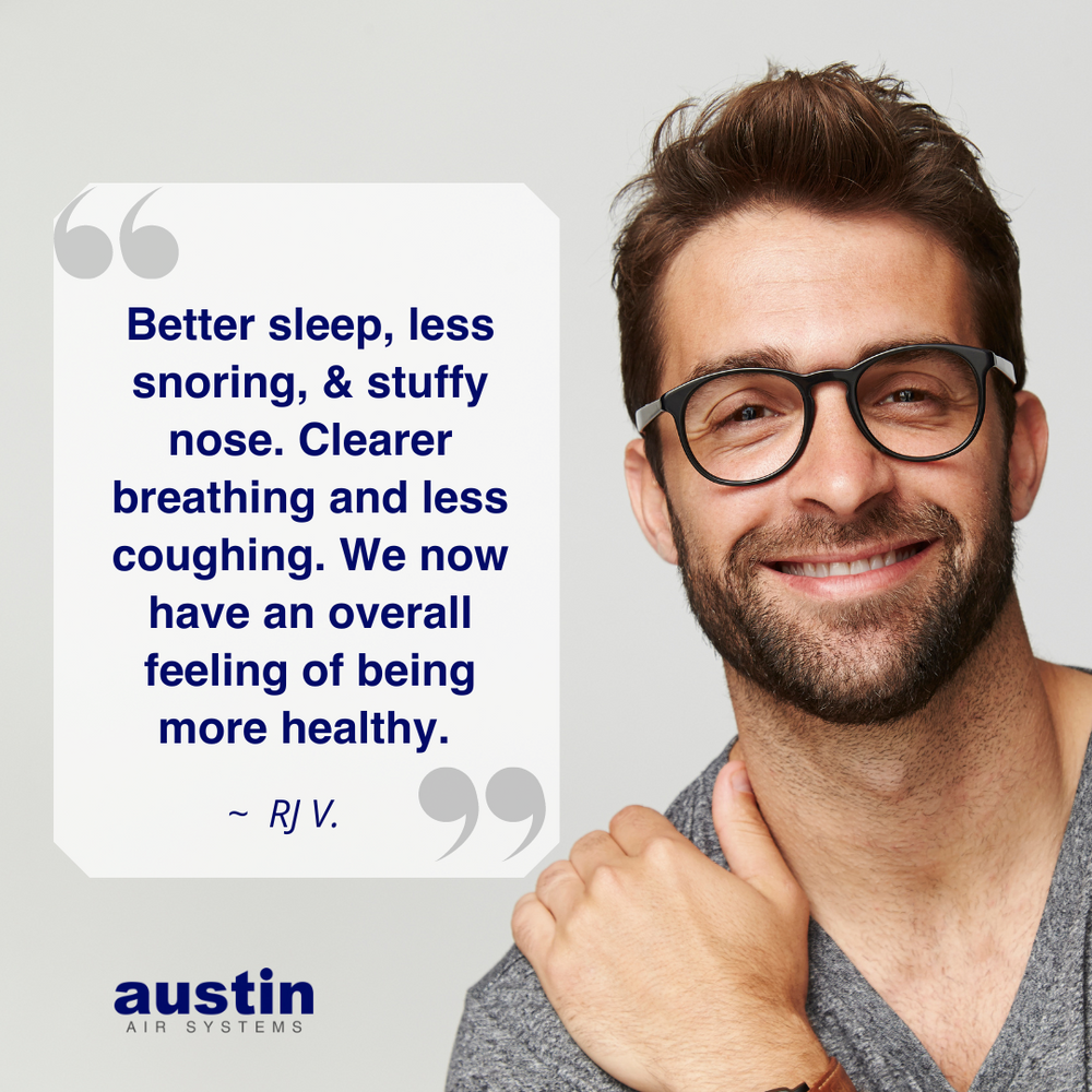 Austin Air customer testimonial about better sleep and clearer breathing