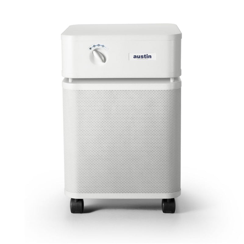 White Austin air HealthMate Plus air purifier on a white background